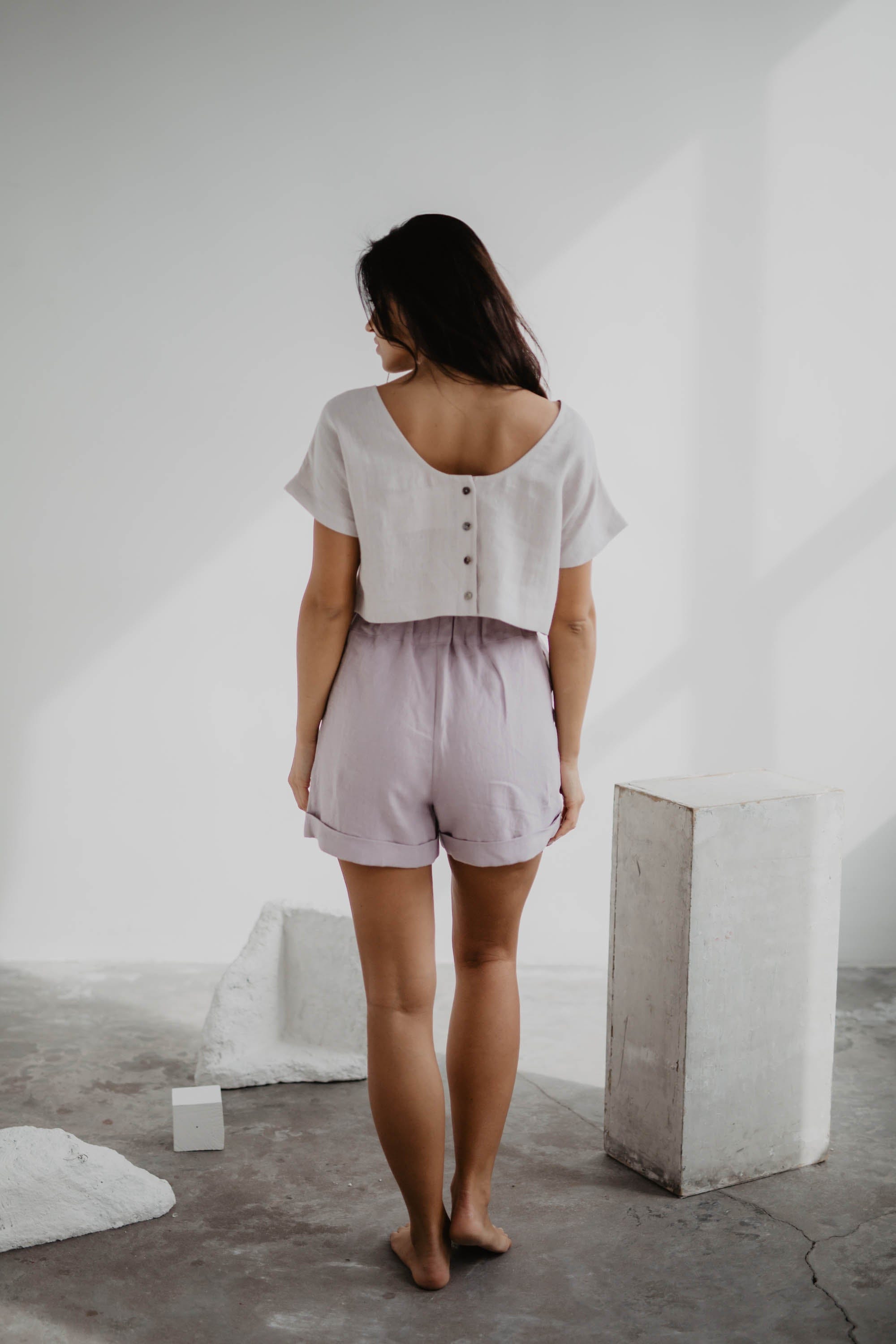 AmourLinen Linen bottom Linen shorts MIA in Dusty Rose Linen shorts MIA in Dusty Rose