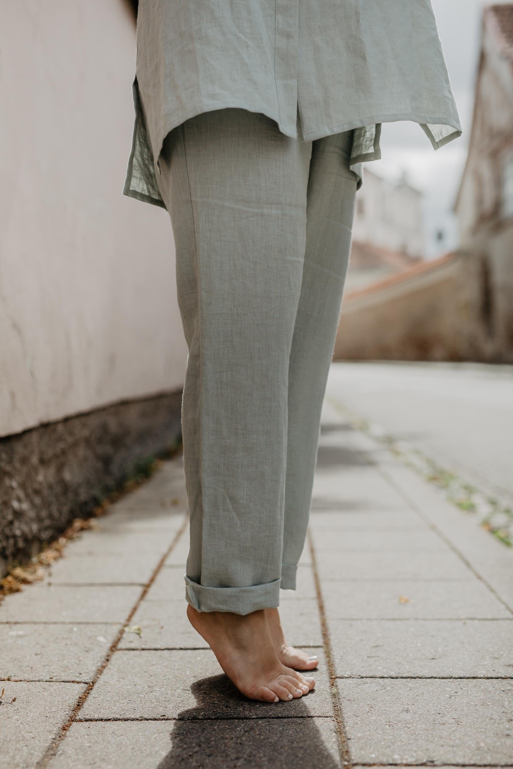 AmourLinen Linen pants L / Sage Green Linen pants Malmo L Sage Green Linen pants Malmo L Sage Green
