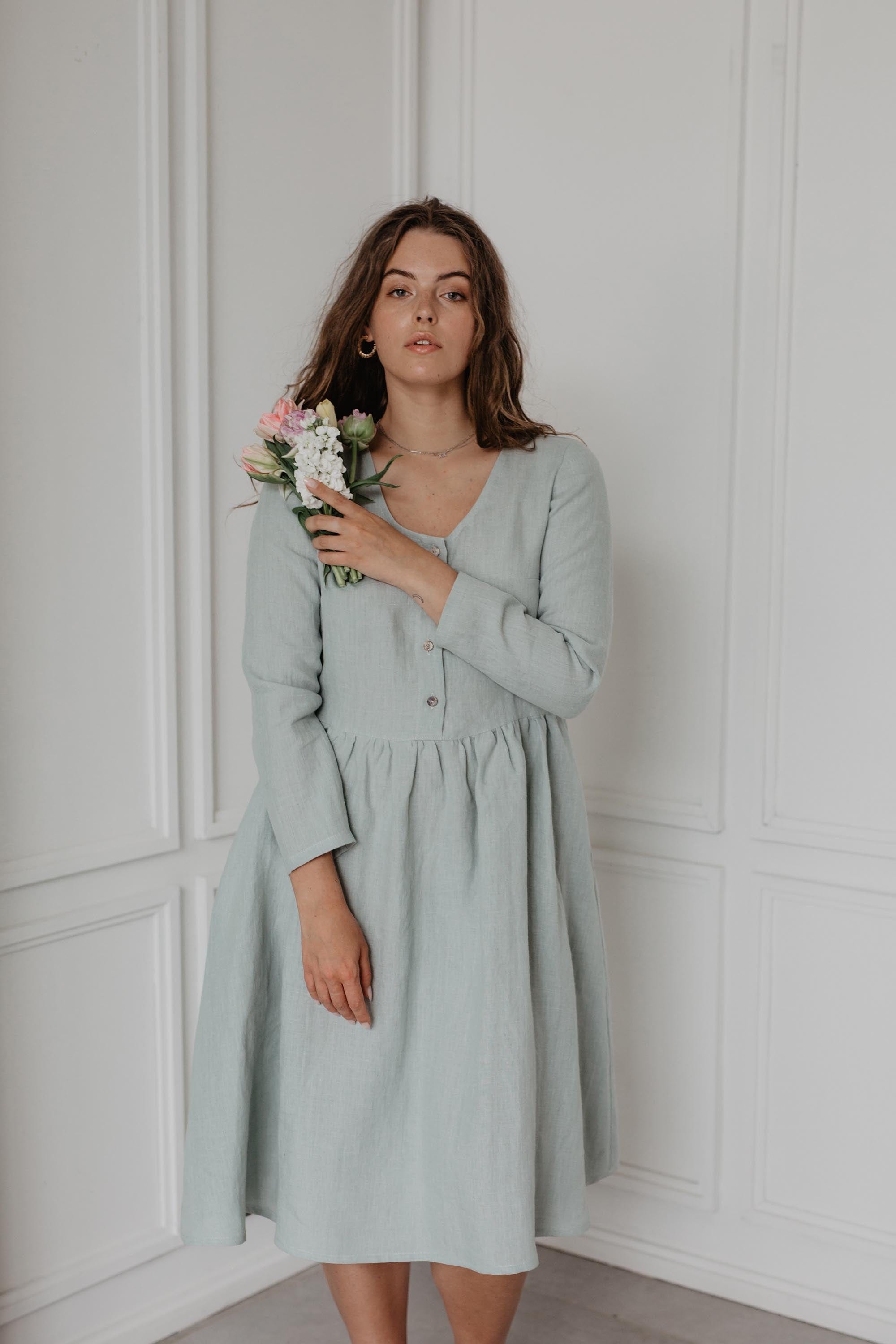 Lapland mid-length linen dress | ARCHIVE SALE