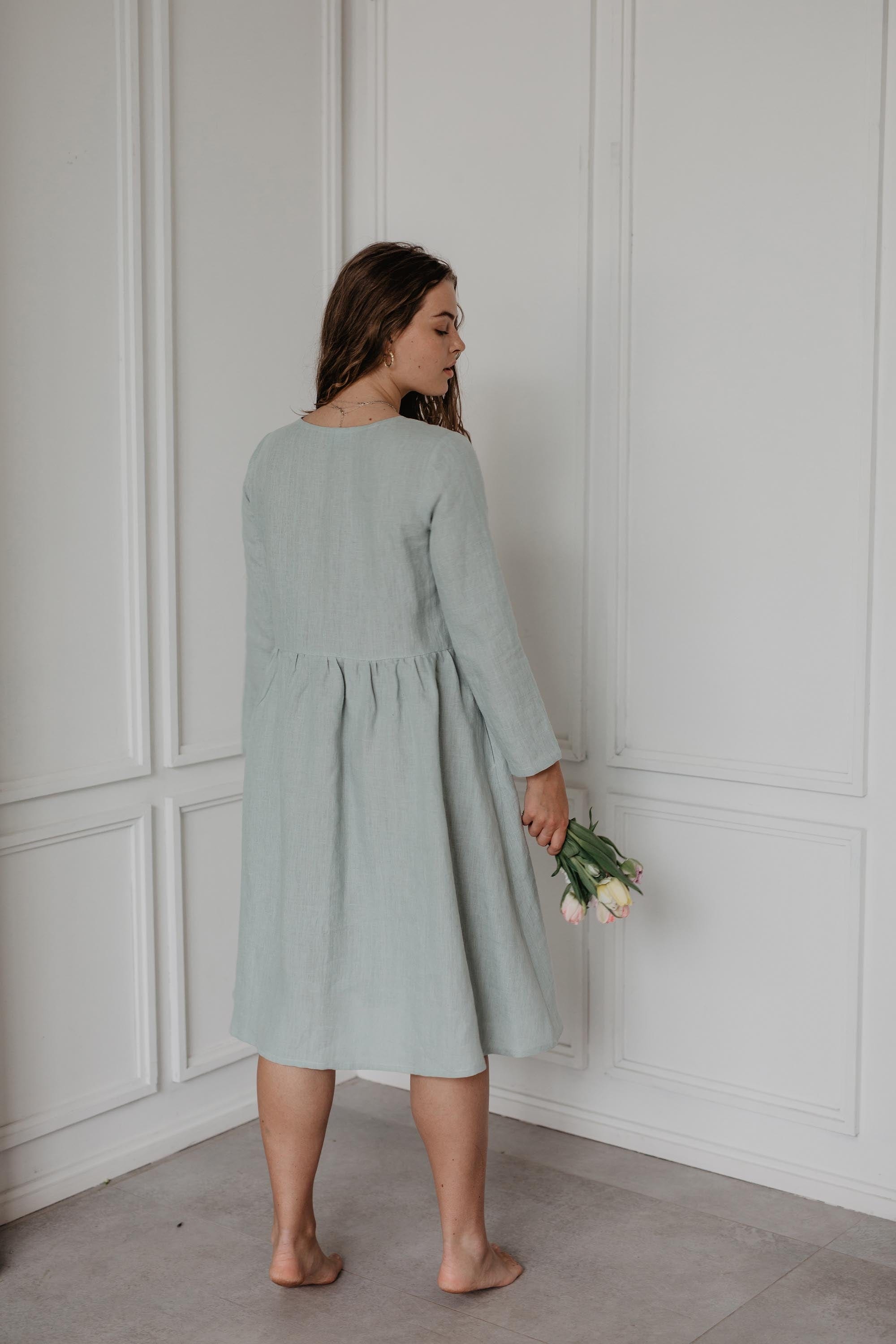 Lapland mid-length linen dress | ARCHIVE SALE