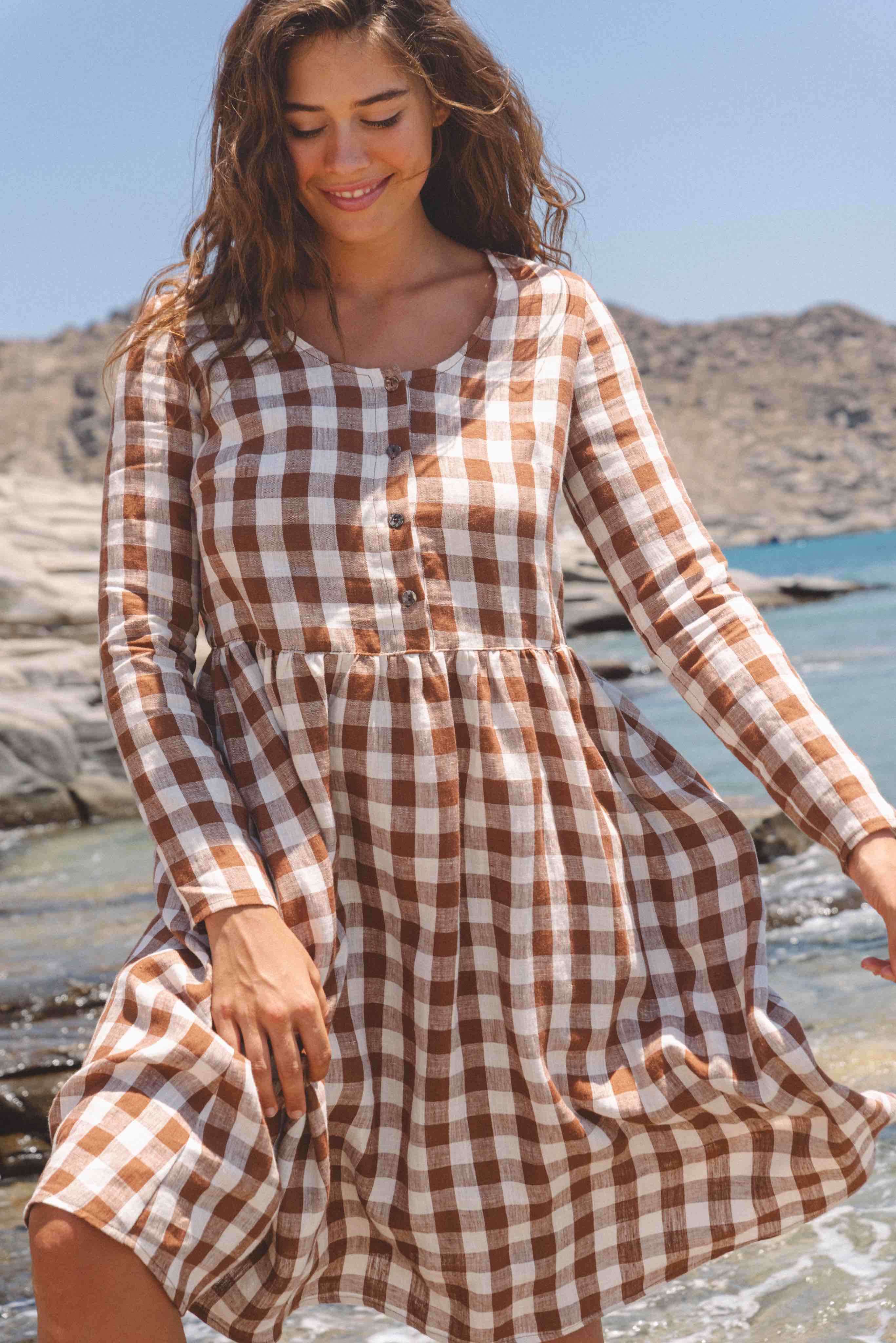 Lapland mid-length linen dress | ARCHIVE SALE