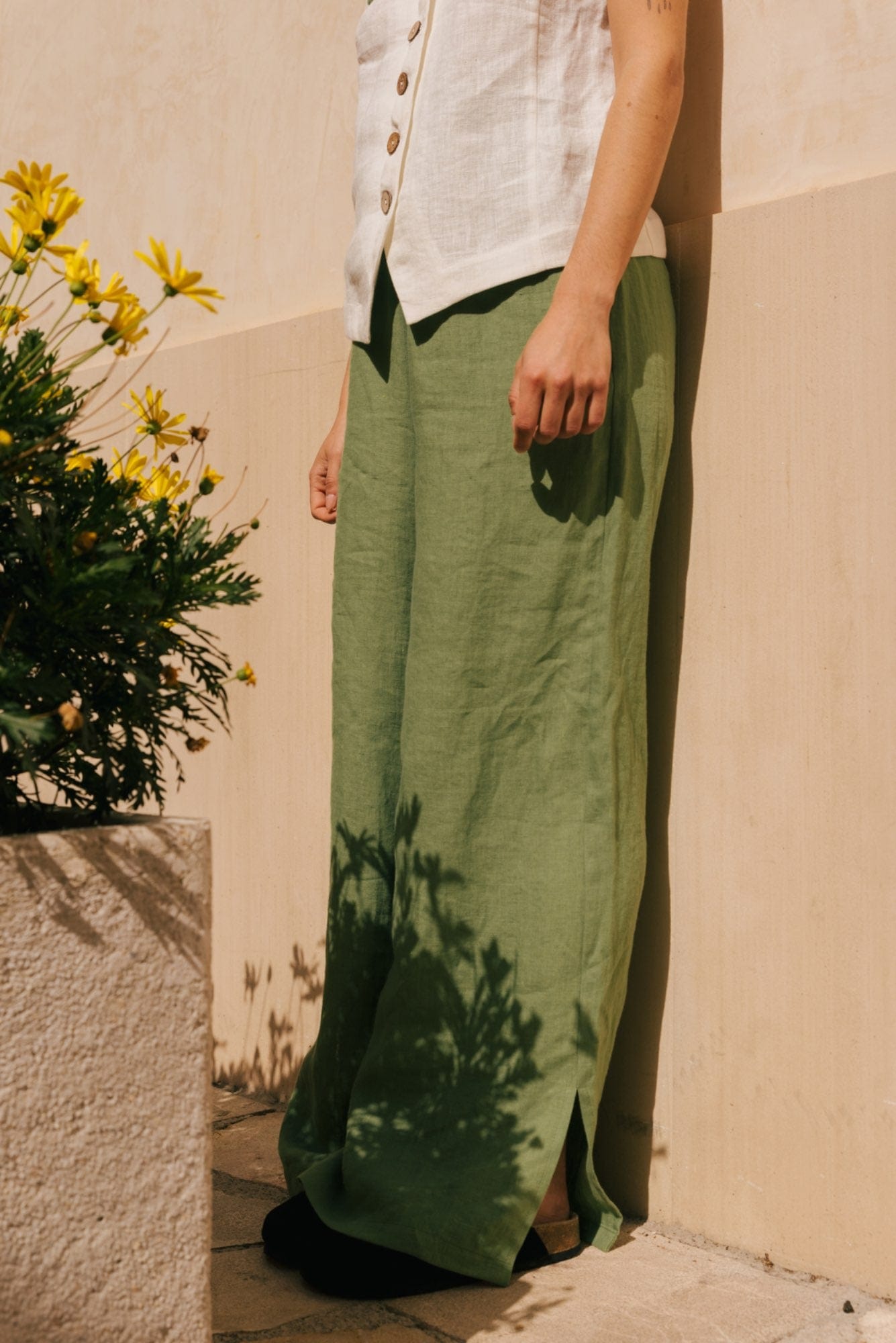 AmourLinen Linen dress Leah wide linen pants with slits Leah wide linen pants with slits