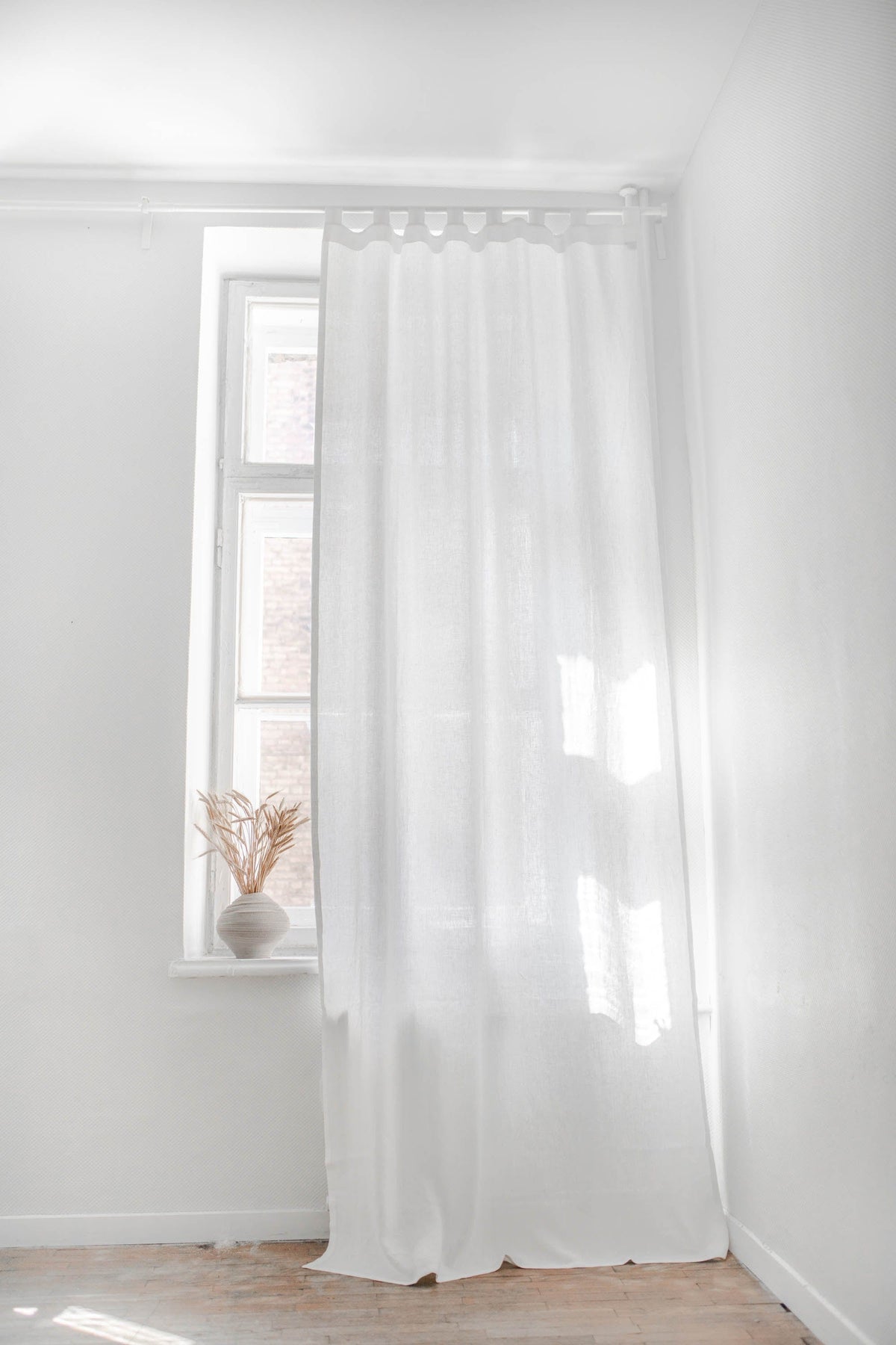 AmourLinen Linen curtains 53x76" / 135x193cm / White Tab top linen curtain - 53x76" / 135x193cm / White Tab top linen curtain - 53x76" / 135x193cm / White