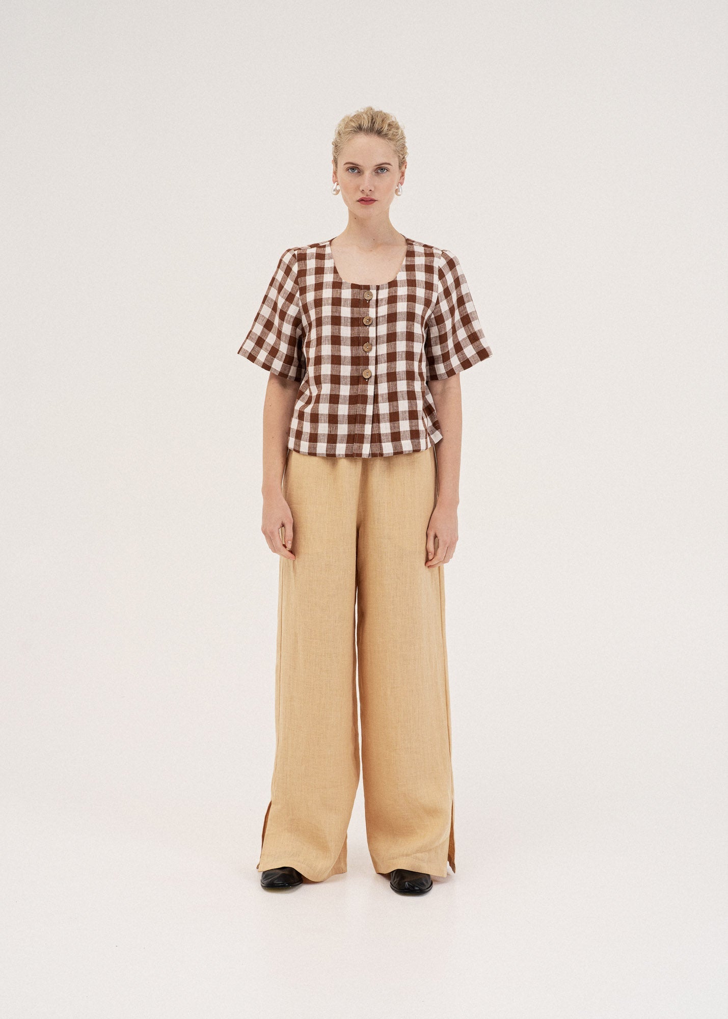 AmourLinen Linen dress Leah wide linen pants with slits Leah wide linen pants with slits